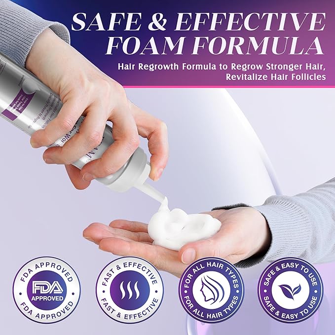 Minoxidil for Women Foam Hair Growth - Minoxidil Hair Regrowth Treatment for Women, Topical Solution Hair Loss Treatments, Thicker and Fuller Hair, 3-Month Supply, 3 x 2.11 oz