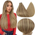 Full Shine Tape in Hair Extensions 16 Inch 10/16/16 Balayage Tape in Extensions Ombre Remy Tape in Hair Extensions Human Hair 20 Pcs 50g Seamless Hair Extensions Tape in Double Sided Tape