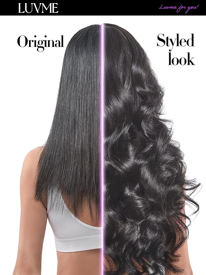 LUVME Straight Seamless 110g 7Pcs Clip in Hair Extensions Full Max with 20inch Remy Human Hair Extensions, Natural Black 100% Real Soft Human Hair