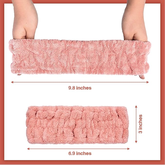 Chuangdi 3 Pieces Spa Headband for Women Facial Makeup Headband Soft Terry Cloth Hairband for Washing Face Mask Spa Shower Gifts(Pink, Gray, Dark Brown)