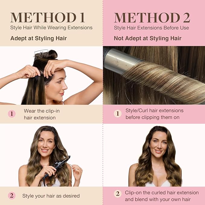 GOO GOO Clip in Hair Extensions Real Human Hair, Remy Human Hair Extensions Clip ins for Women, Natural Human Hair, 14inch 110g 7Pcs, 1B/6/1B Balayage Natural Black to Chestnut Brown