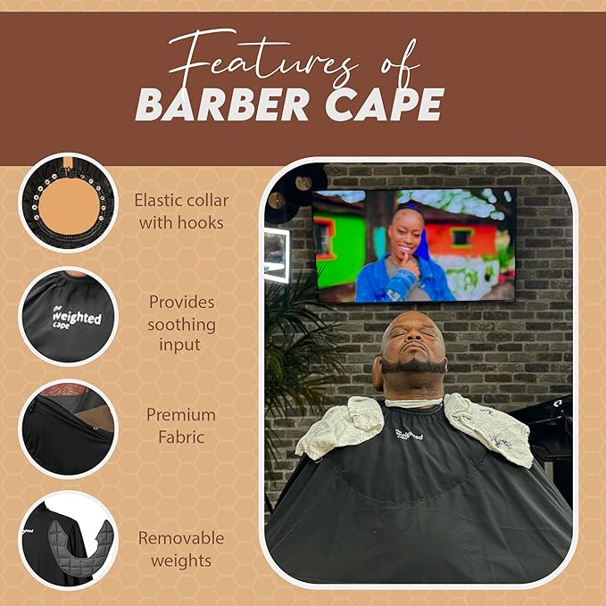 4lb Cape (Teenager/Adult) – Weighted Hair Cutting Barber Cape with Elastic Collar, Waterproof Salon Cape for Added Comfort, Perfect for Barber & Hairstylist (67 x 60 in)