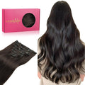 WENNALIFE Clip in Hair Extensions Real Human Hair, 22 Inch 160g 7pcs Dark Brown Remy Hair Straight Natural Extensiones De Cabello Humano Con Clip Ins