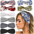 Huachi Boho Headbands for Women Twist Head Band Soft Elastic Hair Bands for Teen Girls Head Wrap Fashion Accessories, Floral Print Plus Solid Colors