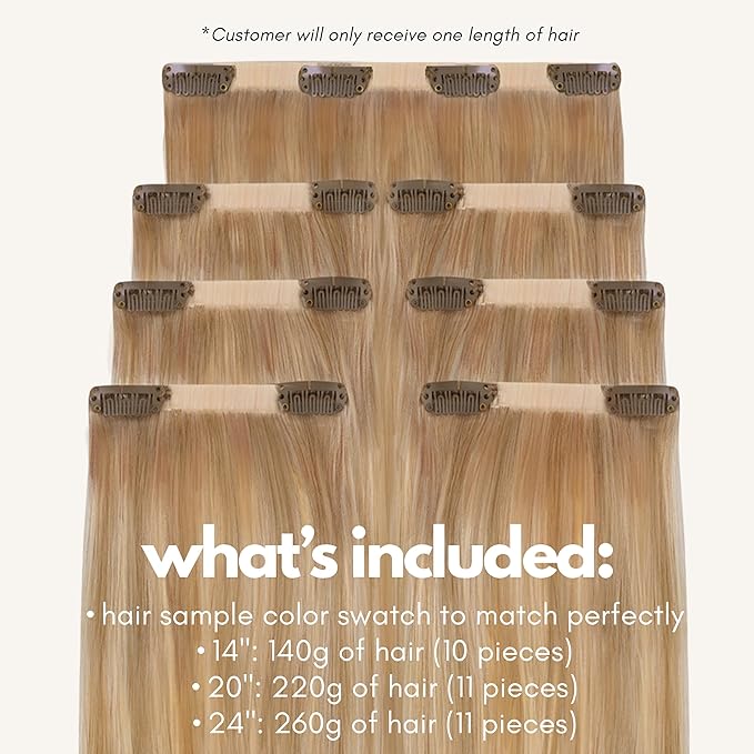 Irresistible Me Real Human Hair Extensions Clip Ins – 100% Human Hair Clip In Extensions for Length & Volume – Invisible Extension – Heat Resistant & Dyeable – Blonde Balayage, 24 Inches