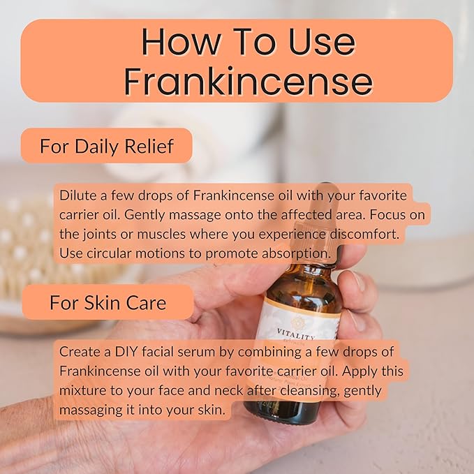 Vitality Extracts Frankincense Essential Oil - 30ml, Boswellia Serrata, Aromatherapy, Skin Care, Natural Calm, Stress Relief, Yoga, Comfort