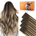 DOORES Invisi Edge Tape in Wide Hair Extensions Human Hair, Chocolate Brown to Honey Blonde 4PCS Injection Tape ins 20g 18 Inch, Virgin Human 3 Inch Wide Injected Extensions Invisible
