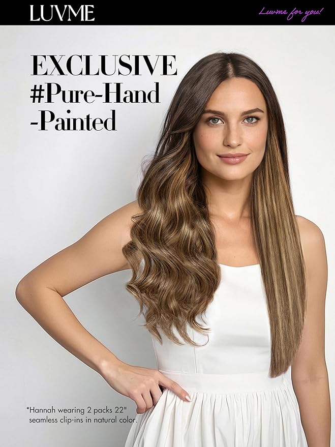 LUVME Straight Seamless 110g 7Pcs Clip in Hair Extensions Full Max with 18 inch Remy Human Hair Extensions, Highlight Color 100% Real Soft Human Hair