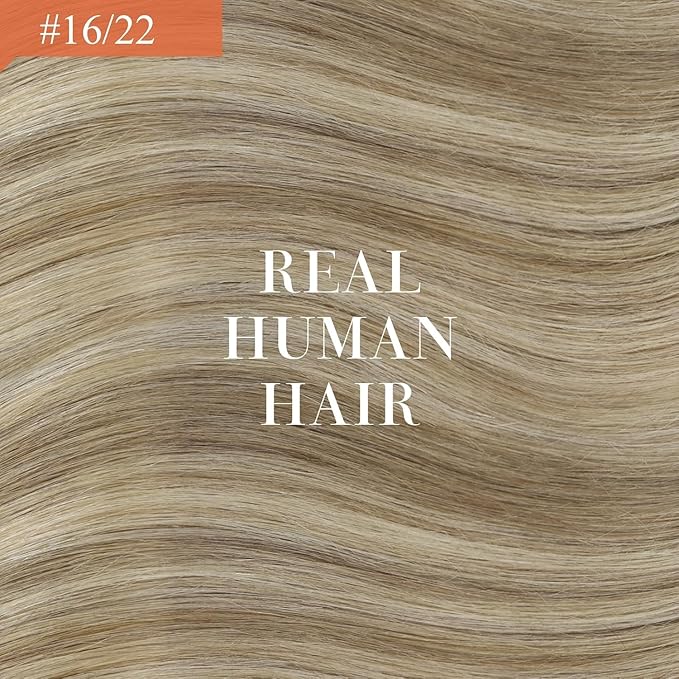 Ve Sunny Clip in Hair Extensions Double Weft Remy Hair Extensions Natural Human Hair Clip in Extensions Dark Blonde Highlights Golden Blonde 7pcs 120g 16 inch
