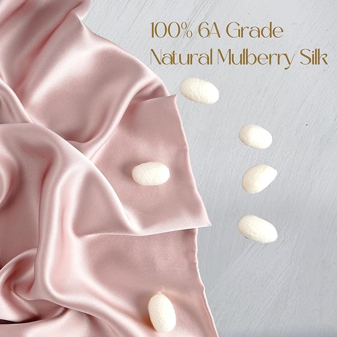 ZIMASILK 100% Pure Mulberry Silk Pillowcase for Hair and Skin Health,Soft and Smooth,Both Sides Premium Grade 6A Silk,600 Thread Count,with Hidden Zipper,1pc (Queen 20''x30'',Pale Pink)