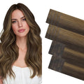 GOO GOO Invisi Edge Tape in Hair Extensions Human Hair, 2C/4E/6C Brown Sugar Swirl Highlights 10pcs injected with 10pcs classical tape ins, 20inch 50g, Virgin Remy Hair, Natural Look