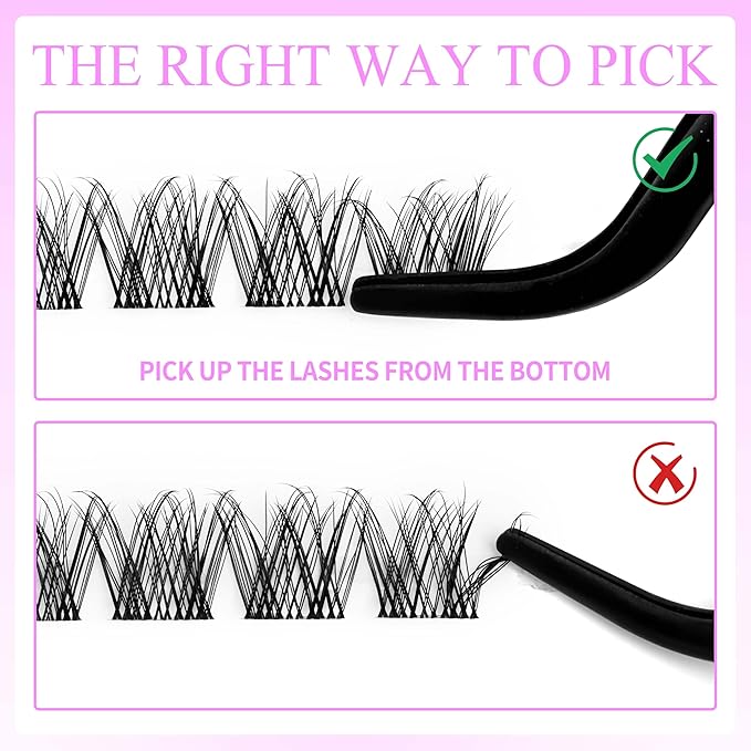 VEYESBEAUTY Lash Clusters Kit Individual Eyelash Extensions Thin & Invisible Band DIY False Eyelashes Newbie's Five-Second Series Wispy Lash Tray, LuxeBold KIT with Bond&Seal Remover Applicator