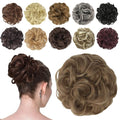 FESHFEN Messy Bun Hair Piece - Elastic Wavy Curly Hair Bun Scrunchies Extensions Synthetic Chignon Hairpieces for Women Girls, Light Brown mix Natural Blonde 1.5 oz