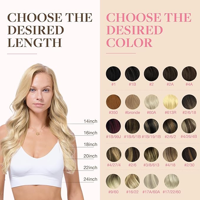 GOO GOO Tape in Hair Extensions Human Hair, 18ET90A Natural Blonde Balayage, 20inch 50g 20pcs, Skin Weft Seamless Invisible, Silky Straight with Thick Ends, Remy Human Hair