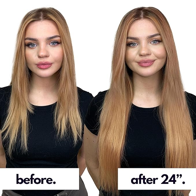 Irresistible Me Real Human Hair Extensions Clip Ins – 100% Human Hair Clip In Extensions for Length & Volume – Invisible Extension – Heat Resistant & Dyeable – Strawberry Blonde, 20 Inches