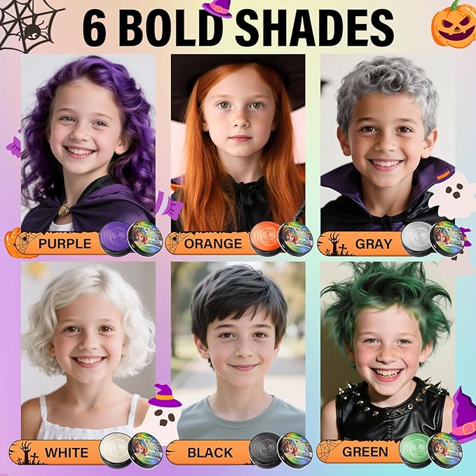 White Hair Wax, Temporary Hair Color Wax, Nourishing & Washable Hair Color for Kids, Women and Men 2.12 Oz.