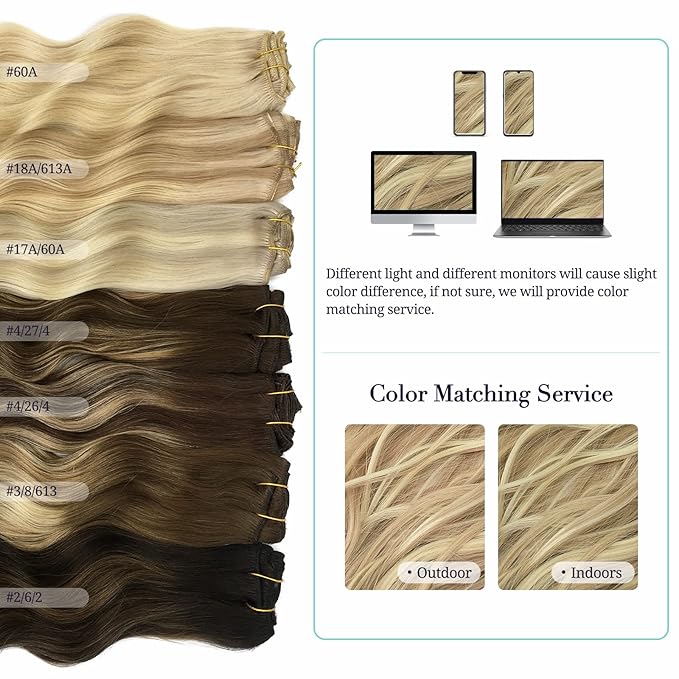DOORES Clip in Hair Extensions, Real Human Hair, Ash Brown to Platinum Blonde, 150g, 9pcs, 22 Inch, Remy Clip In Hair Extensions, Silky Straight, Thick, Natural