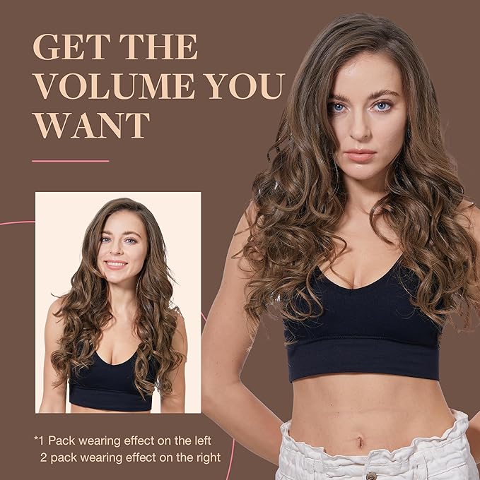 GOO GOO Clip in Hair Extensions Real Human Hair, Remy Human Hair Extensions Clip ins for Women, Natural Human Hair, 24inch 170g 7Pcs, #4A Chocolate Brown