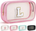 YOOLIFE Birthday Gift for Kids | Travel Makeup Bag for Girls | Pink Makeup Bag | Cosmetic Bags Gift for 7 8 9 10 11 12 Year Old Girls | Birthday Gifts Graduation Gifts Preppy Stuff Initial L