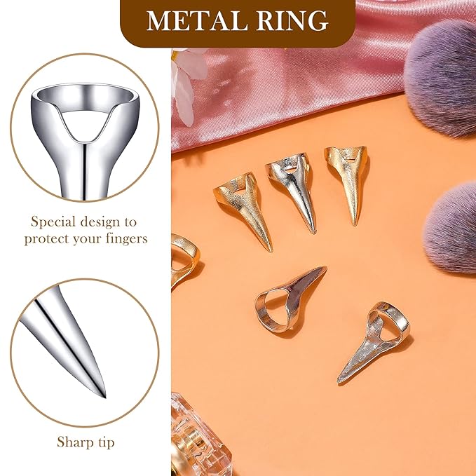 Jadive 6 Pieces Metal Hair Parting & Sectioning Rings Stitch Braid Tool Finger Retro Hair Extensions Tools for Women, Halloween Cosplay, Salon Use
