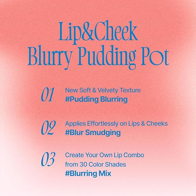 Lip&Cheek Blurry Pudding Pot | Bestie Moment - Dear | Makeup Blush, Buildable Lightweight, Multi-Use Soft Matte Finish | 5g