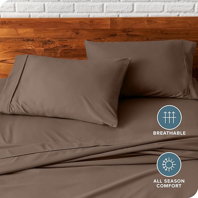 Bare Home Microfiber Pillow Cases - King Size Set of 2 - Cooling Pillowcases - Double Brushed - Cocoa Pillowcases Two Pack - Easy Care (King Pillowcase Set of 2, Cocoa)