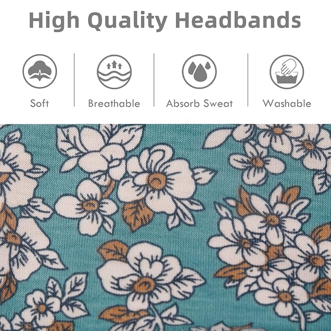 Huachi Headbands for Women Boho Elastic Hairbands for Women’s Hair Non Slip Wide Thick Head Band Fashion Soft Fabric Woman Headbands Short Hair Accessories for Women 6 Pack