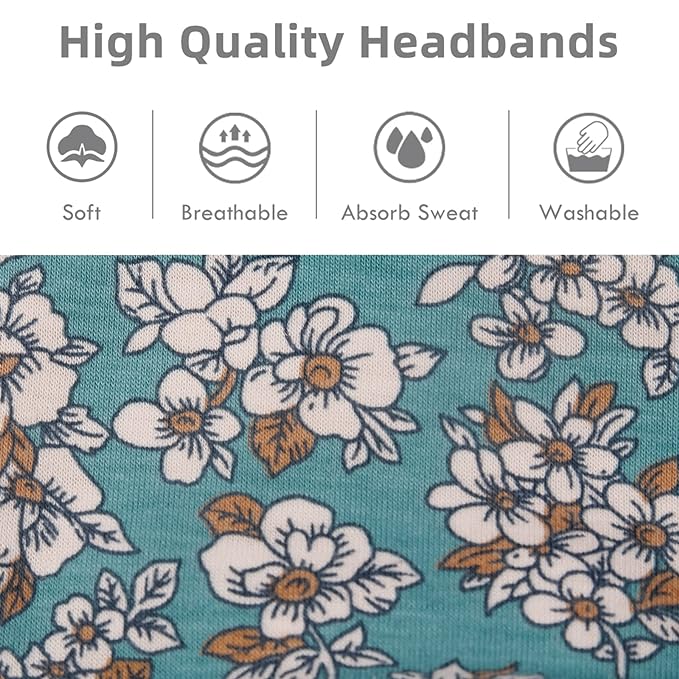 Huachi Boho Headbands for Women Wide Head Bands Yoga Workout Hair Bands for Women's Hair Non Slip Summer Womens Headbands Hair Accessories 6 Pack