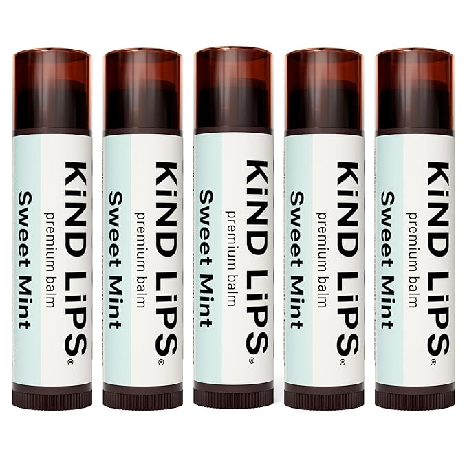 Kind Lips Lip Balm - Nourishing & Moisturizing Lip Care with Shea Butter, Beeswax & Vitamin E | Sweet Mint Flavor | 0.15 Ounce (Pack of 5)