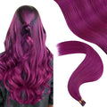 YoungSee Itip Human Hair Extensions Purple Human Hair I Tip Extension 22 Inch Itips Hair Extension Real Human Hair Purple I-Tips Pre Bonded Long Hair Cold Fusion 25s 25g
