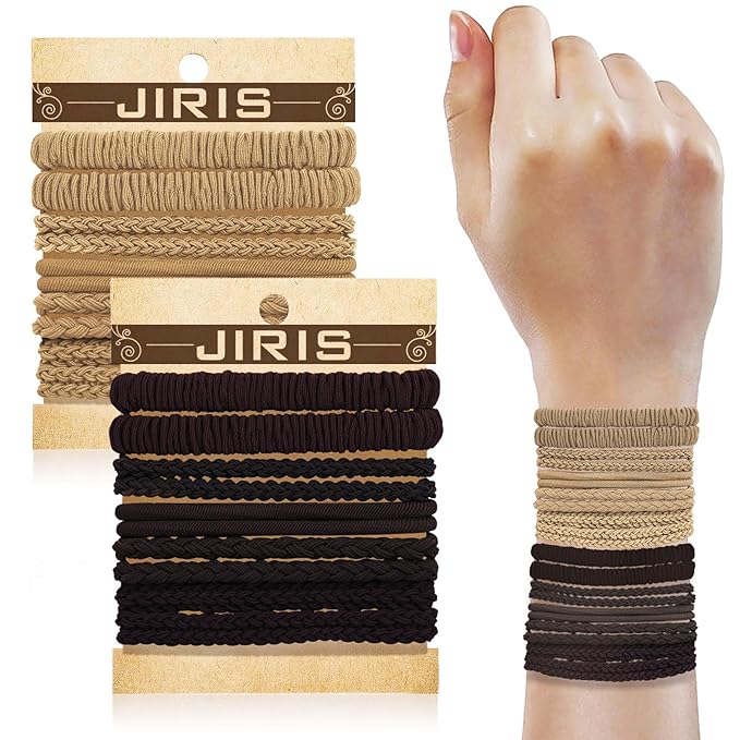 JIIRS 20PCS Boho Hair Ties,Elastic Bracelets,Elastic Hair Ties, Hair Bands For Ponytails,Ponytail Holder for Thick or Thin Hair,Boho Hair Bracelets No-Damage For Daily Life, Sport, Working(Set5)