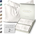 SUNDAYSILKS™ | Silk Pillow Cases 2 PACK | 22 Momme Mulberry Silk Pillowcase Set of 2 | All Sides 100% Pure Silk Slip Pillowcases Bliss for Couples with Zipper, 6A Standard Queen, King Size [Off White]