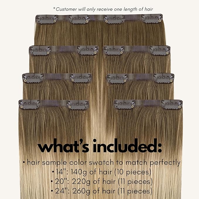 Irresistible Me Real Human Hair Extensions Clip Ins – 100% Human Hair Clip In Extensions for Length & Volume – Invisible Extension – Heat Resistant & Dyeable – Rooted Blonde, 24 Inches