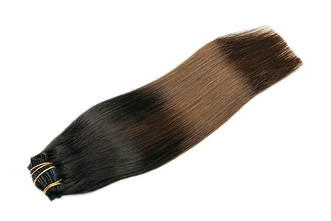 SURNEL Clip in Human Hair Extensions 18 Inch 6pcs 120g Natural Black to Chocolate Brown Double Drawn Clip Hair Extensions (#1BT4,18'')