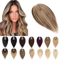 SEGO Human Hair Toppers for Women With Thinning Hair, 7 * 13CM Silk Base 100% Real Human Hair Clip in Top Wiglet Hairpieces //12 Inch No Bangs Medium Brown&Dark Blonde