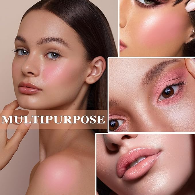 Cream Blush Stick with Brush and Makeup Sponge,Waterproof Multi Cream Makeup Stick,Lightweight,Long-lasting,2 in 1 Multi Blush for Cheeks & Lip Tint & Eyeshadow R