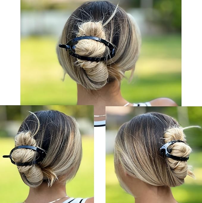 Camila Paris CP2317 French Hair Barrette Clip, Flexible Ponytail Holder No Metal Parts, Strong Hold Grip Hair Clips for Women, No Slip and Durable Styling Girls Hair Accessories, Made in France