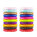 79STYLE 50pcs Spiral Hair Ties For Women Phone Cord Ponytail Holders Colorful Hair Coils Plastic Scrunchies Bulk Hair Ties Coil Hair Bands Bracelets For Grils (Crystal10 Colors -Large Size)