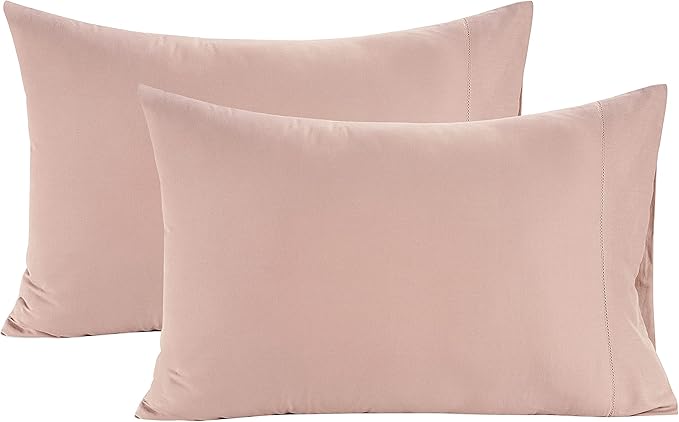 Lane Linen 100% Organic Cotton King Size Pillow Cases Set of 2 (20"x36") - Certified Organic Cotton Pillowcases - King Pillow Cases Set of 2 - Pink Dusty Rose
