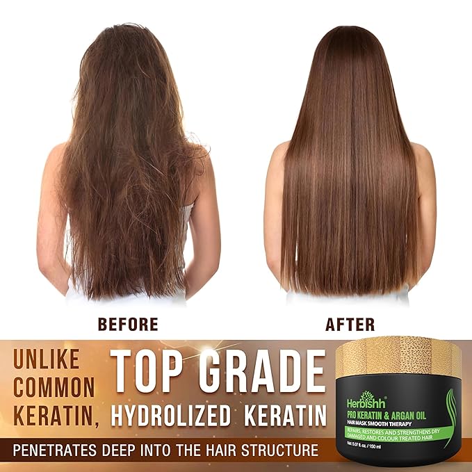 Combo Pack - Herbishh Purple Dye Shampoo for Gray Hair + Argan Intense Hair Mask - Long-lasting Color - Stimulates Dry, Frizzy Hair - 500 Ml