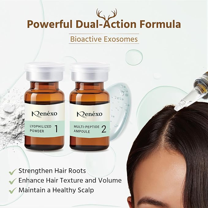 Exosomes for Hair Growth Serum with Hyaluronic Acid & Peptide | Scalp Serum for Hair Thickening, Strengthening, Soothing, Moisturizing & Encouraging Healthier Hair | 1 Set (8ml + 150mg)
