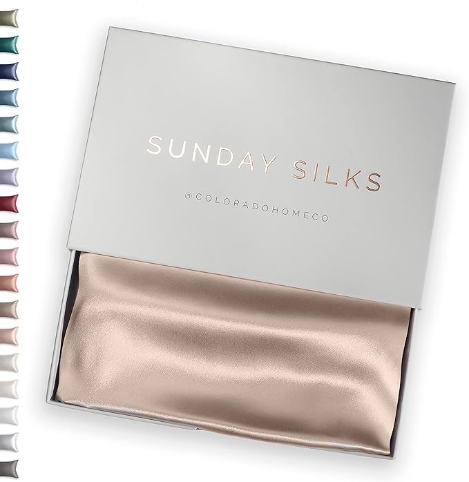 SUNDAYSILKS™ Premium Silk Pillow Cases | 100% Mulberry Silk Pillowcase with Zipper, Real 22 Momme Grade 6A Silk, Standard Queen, King Size [Nude Champagne]