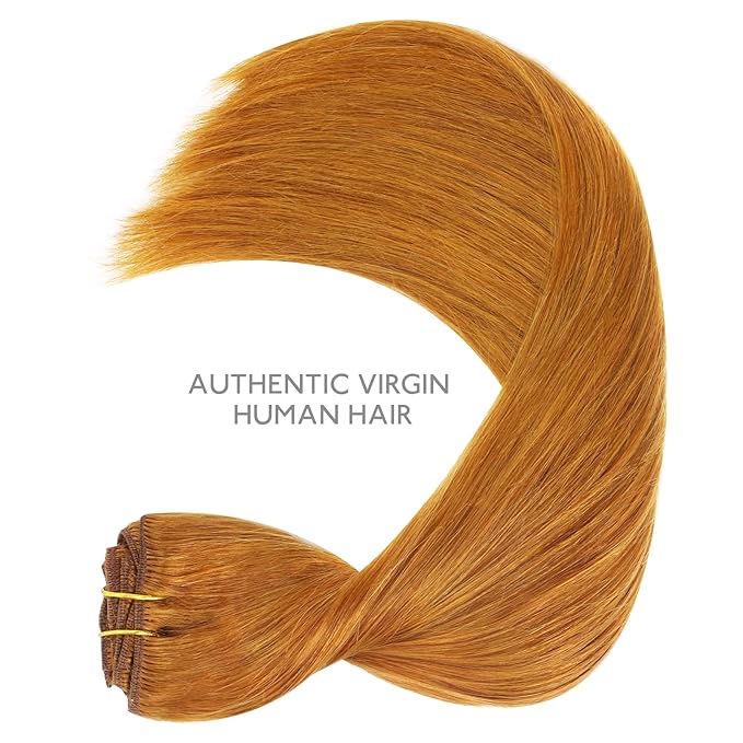 WENNALIFE Real Human Hair Clip in Extensions, 18 Inch 120g 7pcs Auburn Ginger Remy Hair Clip Ins Double Wef