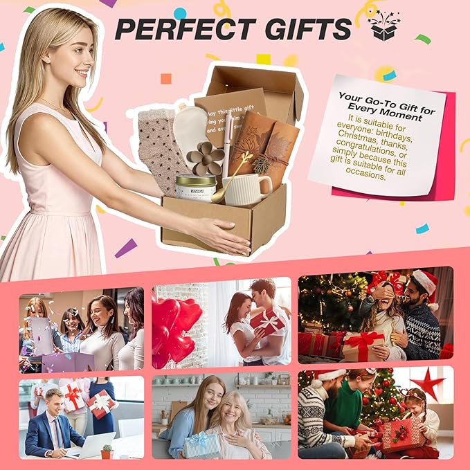 Gift Baskets for Women,Unique Happy Birthday Gifts for Women,Self Care Gifts Get Well Soon Gifts Thank You Basket Christmas Gifts for Her Mom Friend Teacher Coworker