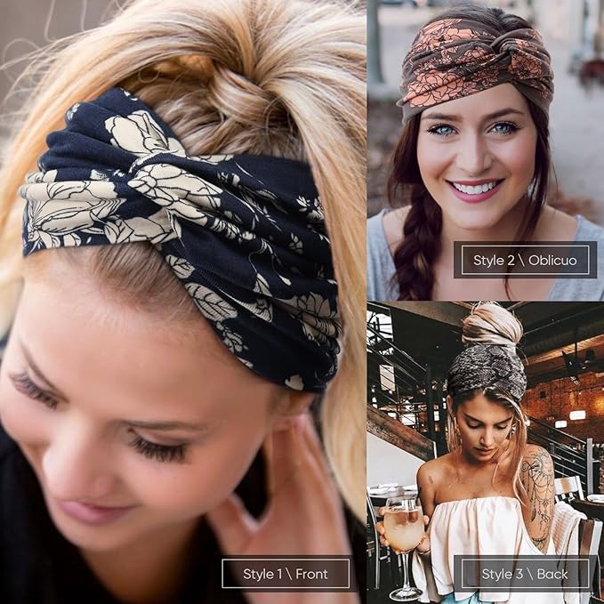 Extra Wide Headbands for Women Large Turban Headband Non Slip Boho Elastic Hairband Hair Twisted Knot Head Bands Accessories