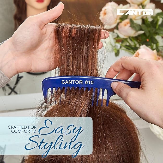 Cantor Lift Teasing Wide Tooth Comb - 5 Pack Chemical and Heat Resistant Detangler - Anti Static for All Hair Types - Durable and Lightweight