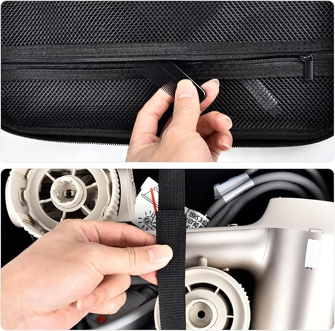 Hair Dryer Case for Shark HD112BRN & HD331 HyperAIR IQ 2-in-1 Concentrator, Storage Pouch for Dyson/Shark Flexstyle Styler Attachments and Clips, Black