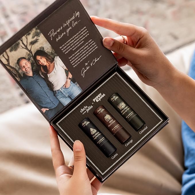 Jumbo Lip Balm Gift Set (Chris Loves Julia Trio) | Poppy & Pout All Natural Lip Balms & Moisturizers | Hydrates with Beeswax, Vitamin E, Organic Coconut Oil | Cruelty-Free | Recyclable Cardboard Tube