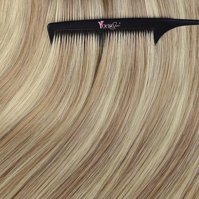 YoungSee Blonde Tape in Hair Extensions Real Human Hair Highlight Tape ins Human Hair Extensions For Women Natural Hair Tape-in Extension 20 Inches 20pcs 50g Adding Volume