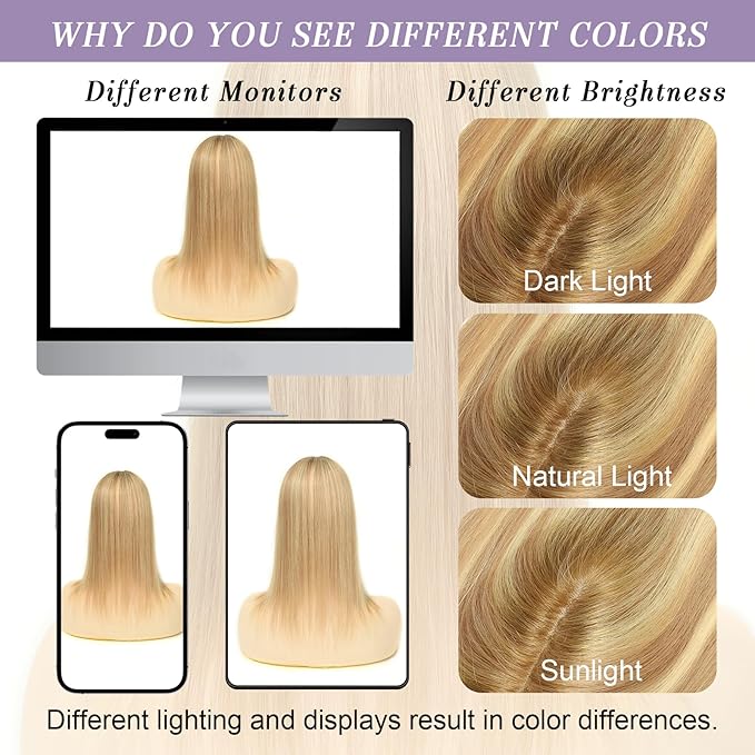 Real Human Hair Toppers for Women #TLQ, 3x5 Inch Injected Silk Base 130% Density 18 Inch Length Hair Toppers